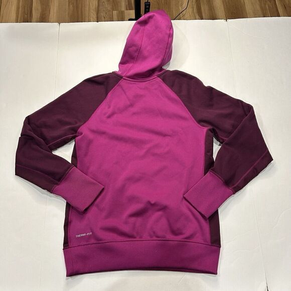 Nike Therma-Fit Hoodie Sweatshirt JUST DO IT Fleece Lined Spell Out Purple M - Picture 6 of 7